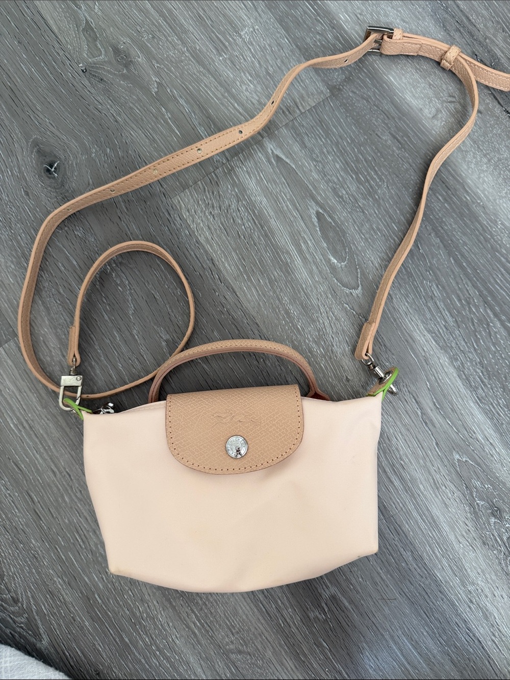 Longchamp mini peach pink color with beige pink handle and strap
